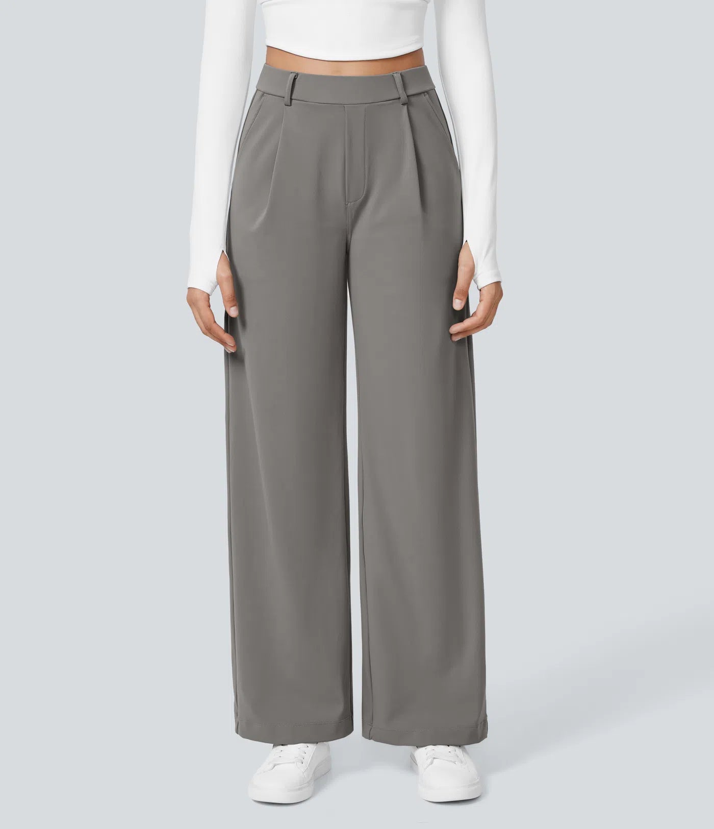 High Waisted Side Pocket Straight Leg Work Pants
