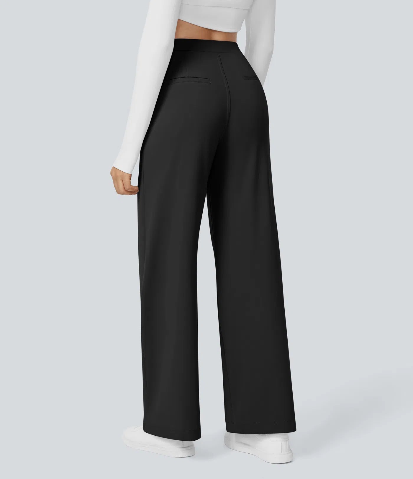 High Waisted Side Pocket Straight Leg Work Pants
