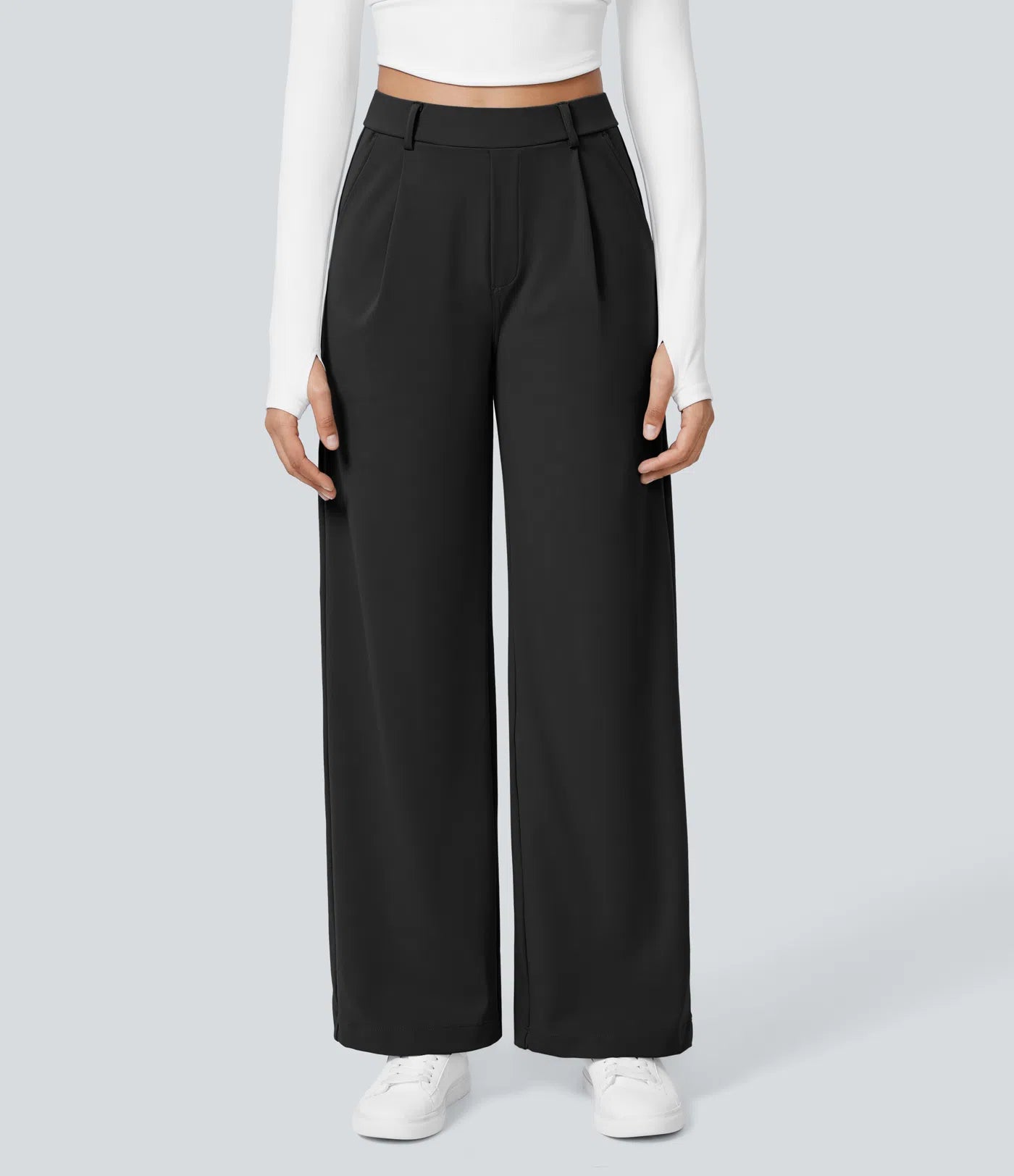 High Waisted Side Pocket Straight Leg Work Pants