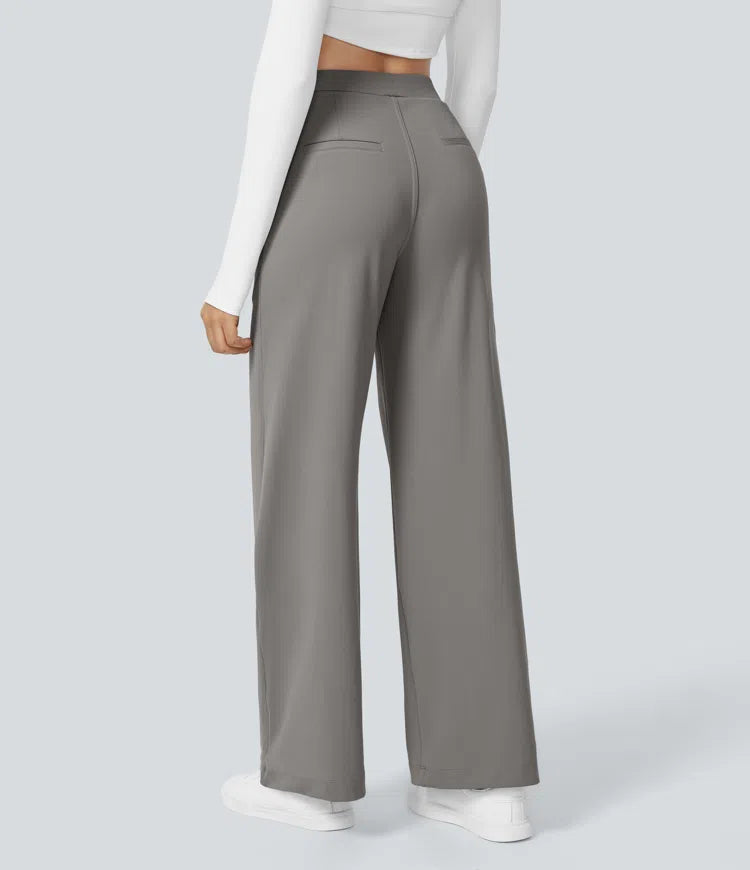 High Waisted Side Pocket Straight Leg Work Pants