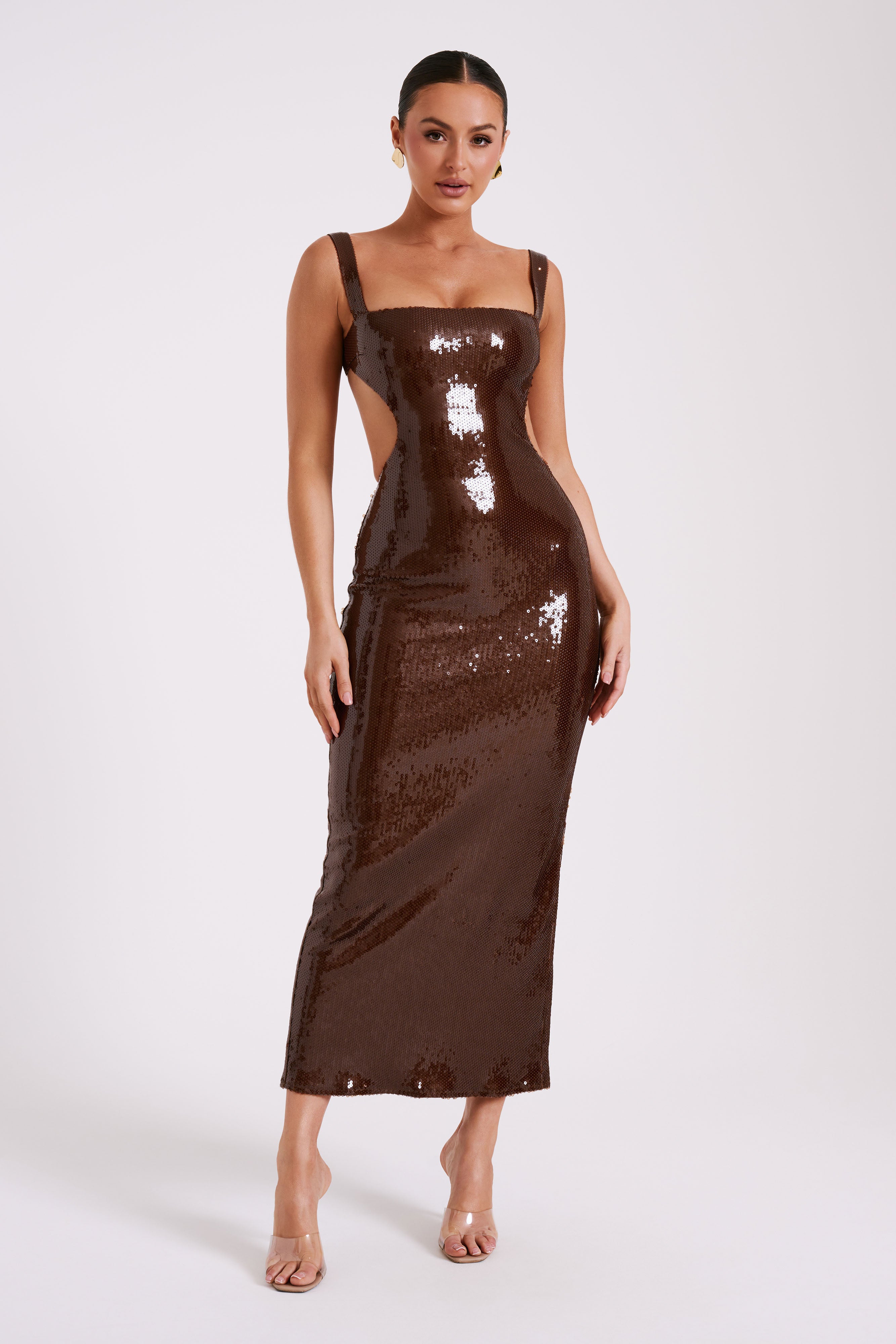 Adoria Sequin Cut Out Maxi Dress